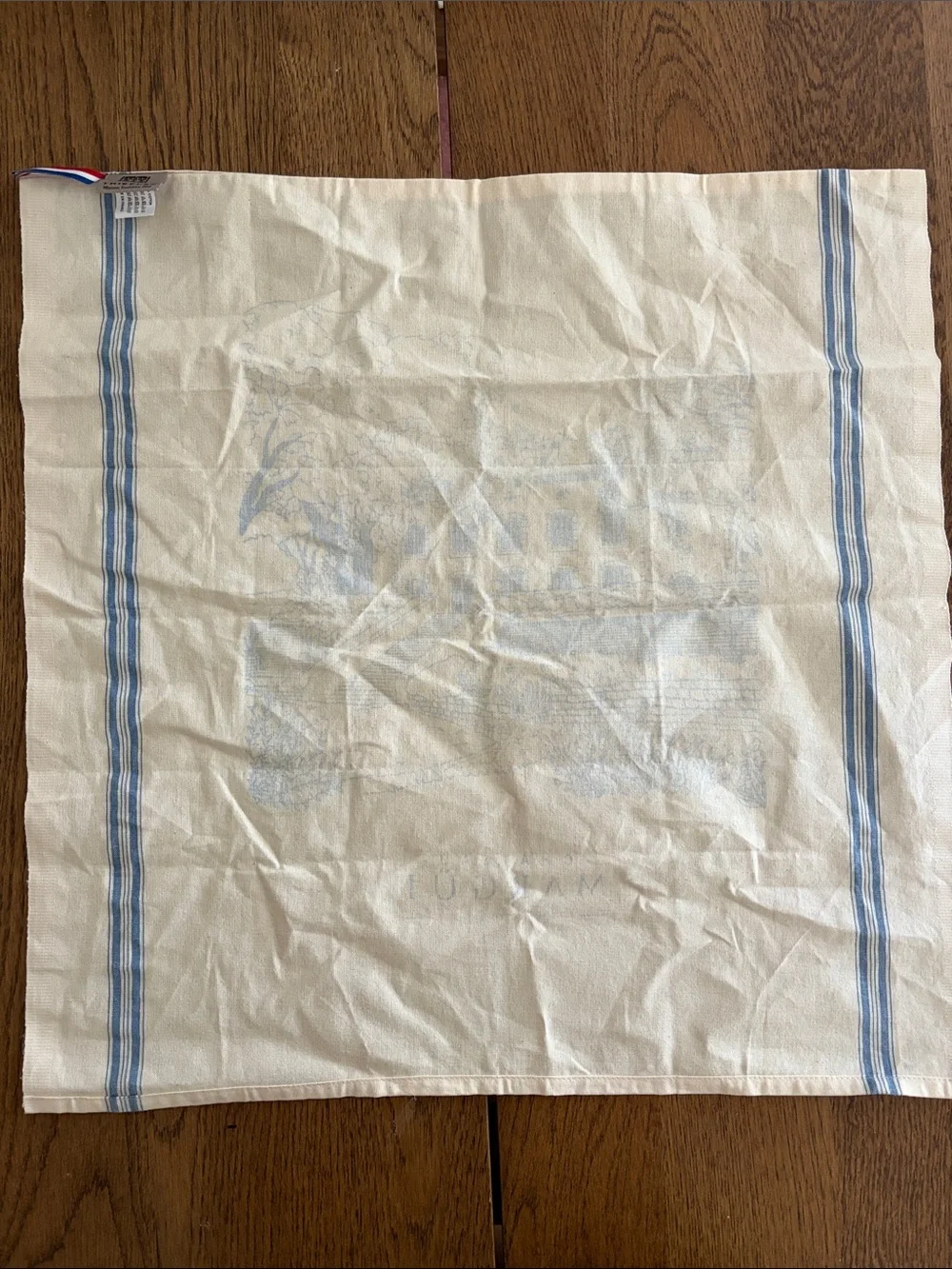 THIEFFRY 100% Cotton Château Margüi Provence, France Blue & Cream Tea Towel